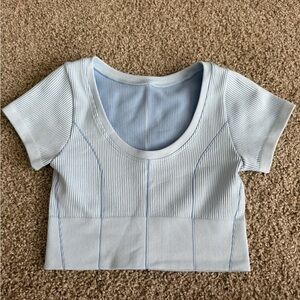 Aerie Light Blue Ribbed Crop Top